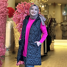 Kapitone Kadın Şişme Yelek Siyah-40