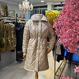 Kapitone Kadın Mont 44-Krem