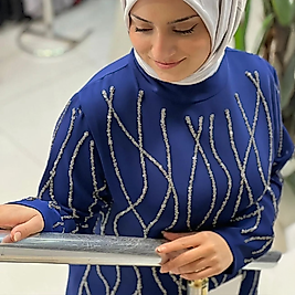 Taşlı Lacivert Abiye