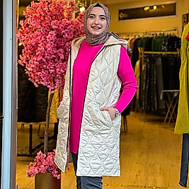 Kapitone Kadın Şişme Yelek Beyaz-38