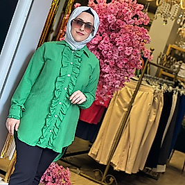 Önü Büzgülü Gömlek Yeşil-38