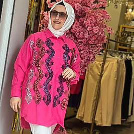 Pul Detaylı Gömlek Pembe