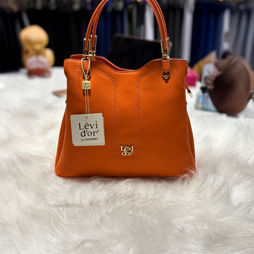 Turuncu Dikiş Detaylı El Çantası