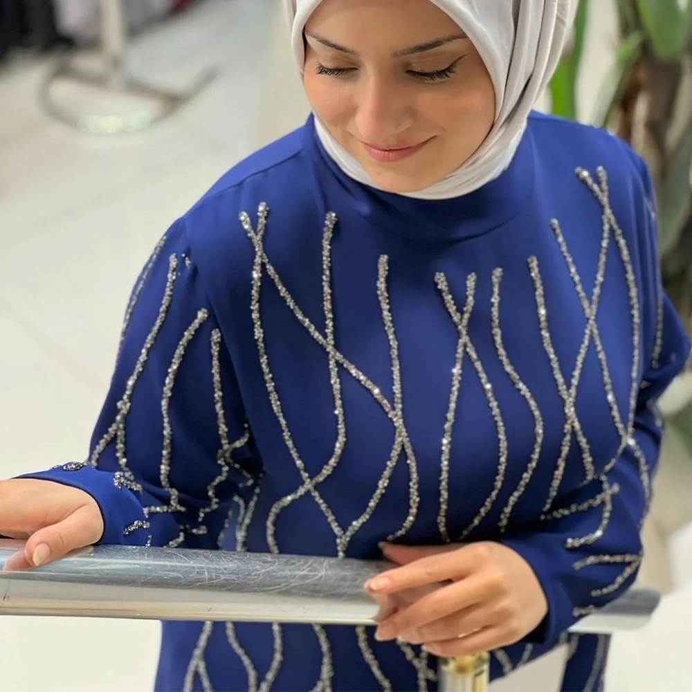 Taşlı Lacivert Abiye