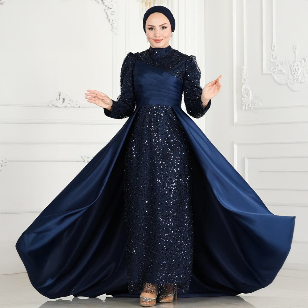 Pelerin Detaylı Saten Abiye