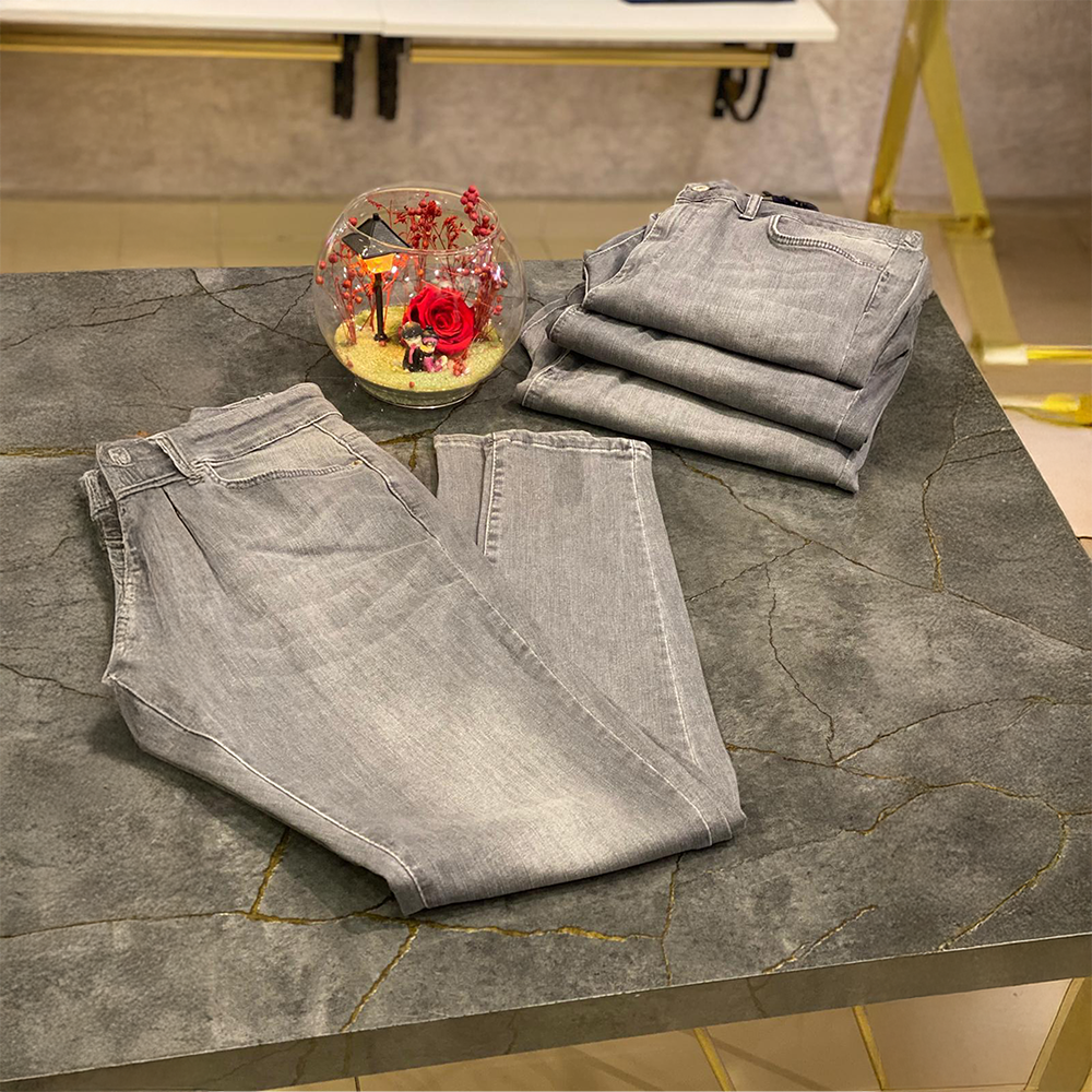 Gri Yüksek Bel Kadın Pantolon